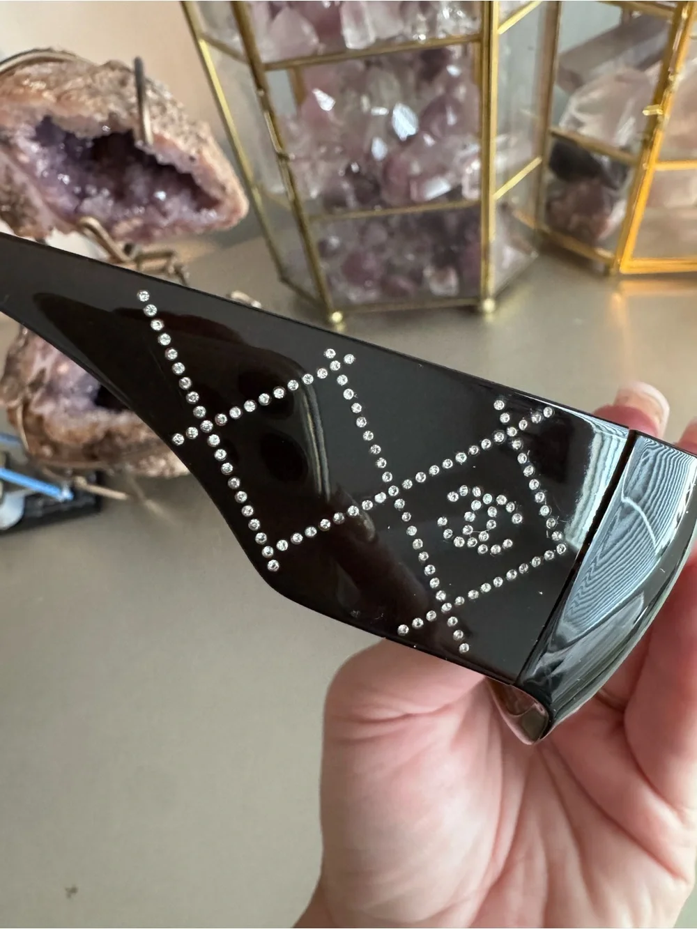 CHANEL5080-B Brown Crystal-Accented Tortoise Sunglasses